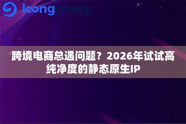 跨境电商总遇问题？2026年试试高纯净度的静态原生IP