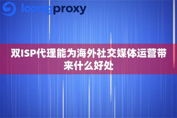 双ISP代理能为海外社交媒体运营带来什么好处