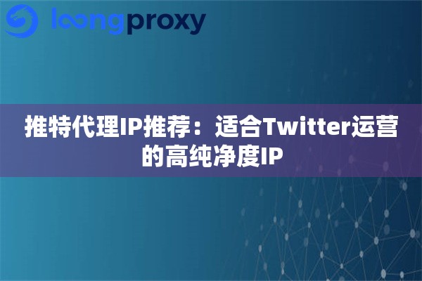 推特代理IP推荐：适合Twitter运营的高纯净度IP