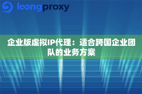企业版虚拟IP代理：适合跨国企业团队的业务方案