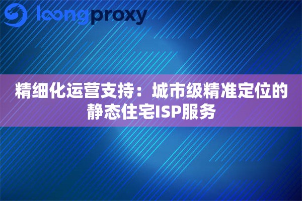 精细化运营支持：城市级精准定位的静态住宅ISP服务