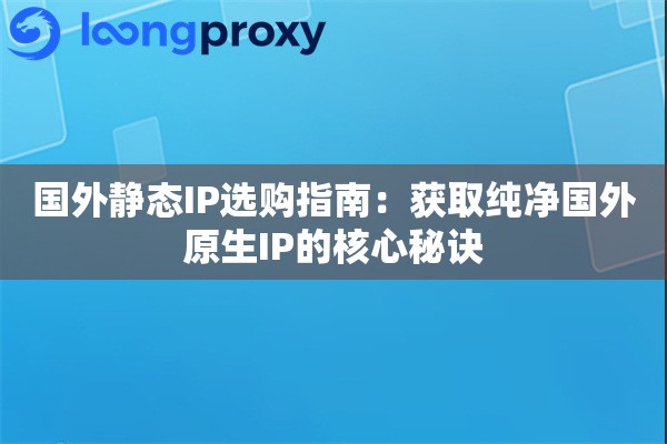 国外静态IP选购指南：获取纯净国外原生IP的核心秘诀
