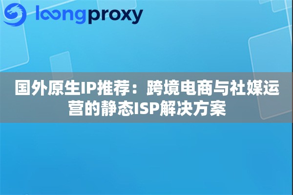 国外原生IP推荐：跨境电商与社媒运营的静态ISP解决方案