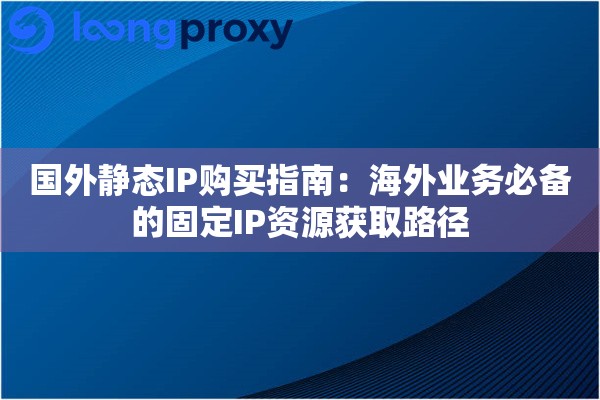 国外静态IP购买指南：海外业务必备的固定IP资源获取路径