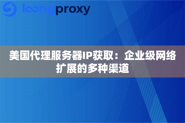 美国代理服务器IP获取:企业级网络扩展的多种渠道 美国代理服务器IP获取:企业级网络扩展的多种渠道