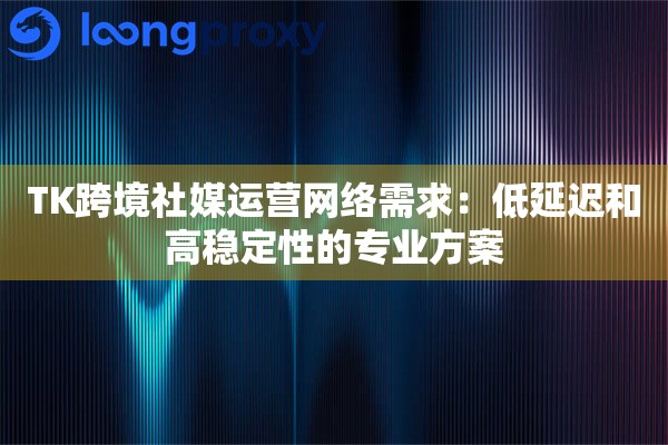 TK跨境社媒运营网络需求:低和高稳定性的专业方案 TK跨境社媒运营网络需求:低和高稳定性的专业方案
