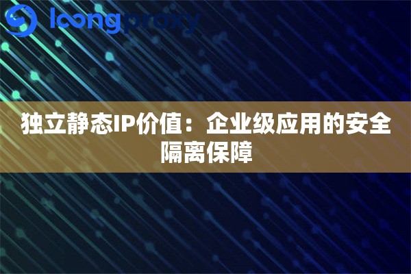 独立静态IP价值:企业级应用的安全隔离保障 独立静态IP价值:企业级应用的安全隔离保障