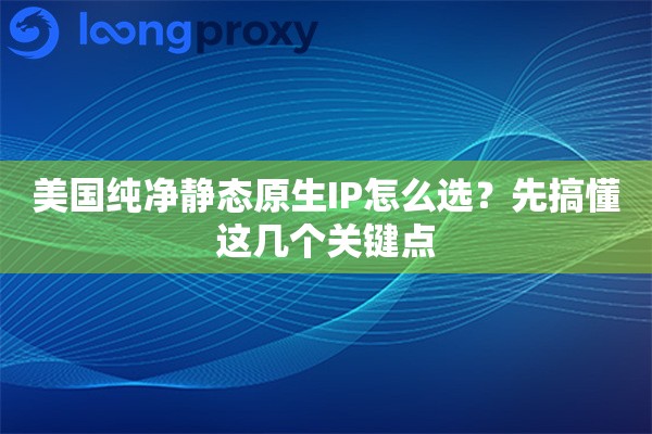 美国纯净静态原生IP怎么选？先搞懂这几个关键点