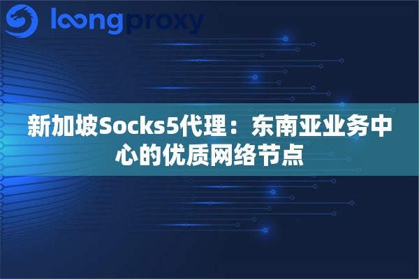 新加坡Socks5代理：东南亚业务中心的优质网络节点