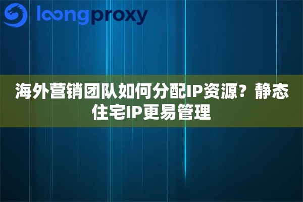 海外营销团队如何分配IP资源？静态住宅IP更易管理