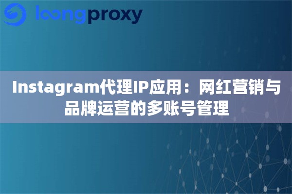 Instagram代理IP应用:网红营销与品牌运营的多账号管理 Instagram代理IP应用:网红营销与品牌运营的多账号管理