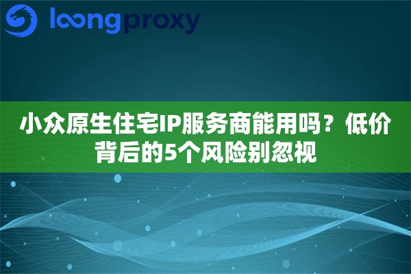 小众原生住宅IP服务商能用吗?低价背后的5个风险别忽视 小众原生住宅IP服务商能用吗?低价背后的5个风险别忽视