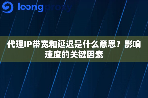 代理IP带宽和延迟是什么意思?影响速度的关键因素 代理IP带宽和延迟是什么意思?影响速度的关键因素
