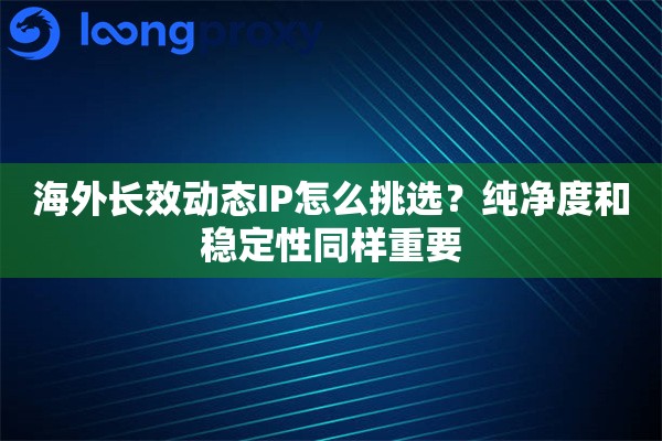 海外长效动态IP怎么挑选？纯净度和稳定性同样重要