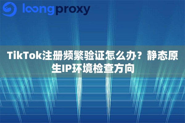 TikTok注册频繁验证怎么办？静态原生IP环境检查方向