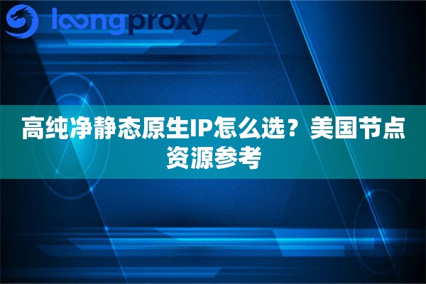 高纯净静态原生IP怎么选？美国节点资源参考
