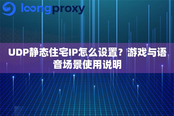 UDP静态住宅IP怎么设置？游戏与语音场景使用说明