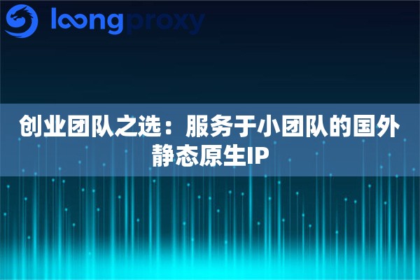 创业团队之选：服务于小团队的国外静态原生IP