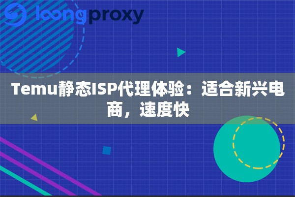 Temu静态ISP代理体验：适合新兴电商，速度快