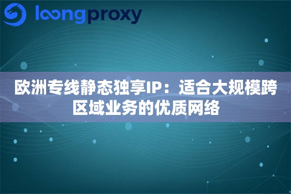 欧洲专线静态独享IP：适合大规模跨区域业务的优质网络