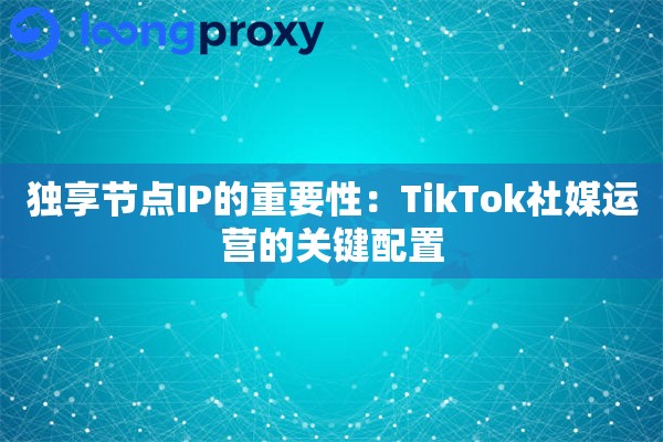独享节点IP的重要性：TikTok社媒运营的关键配置