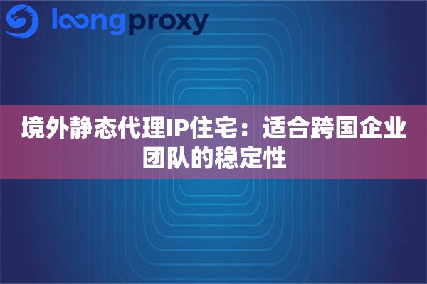 境外静态代理IP住宅：适合跨国企业团队的稳定性