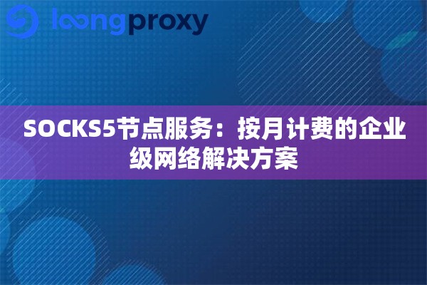 SOCKS5节点服务：按月计费的企业级网络解决方案