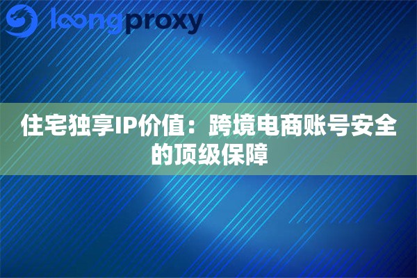住宅独享IP价值：跨境电商账号安全的顶级保障