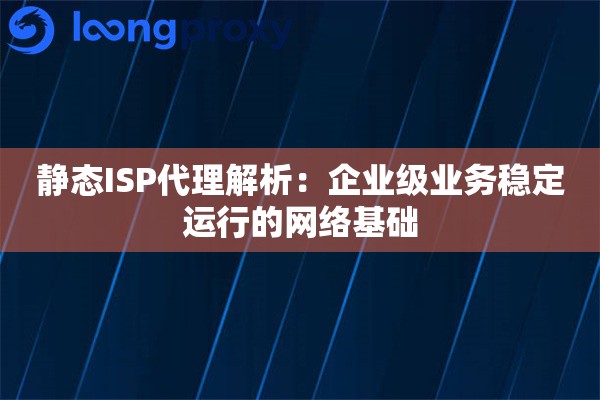 静态ISP代理解析：企业级业务稳定运行的网络基础