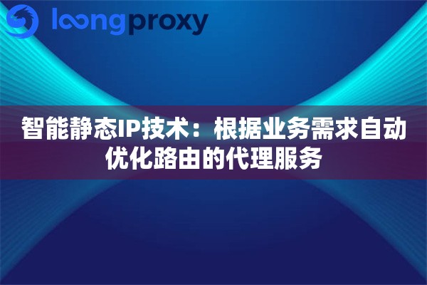 智能静态IP技术：根据业务需求自动优化路由的代理服务