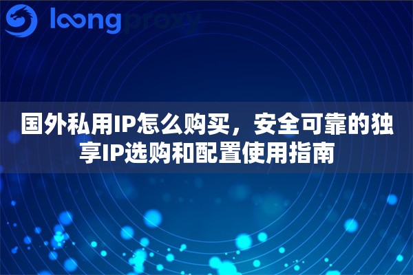 国外私用IP怎么购买,安全可靠的独享IP选购和配置使用指南 国外私用IP怎么购买,安全可靠的独享IP选购和配置使用指南