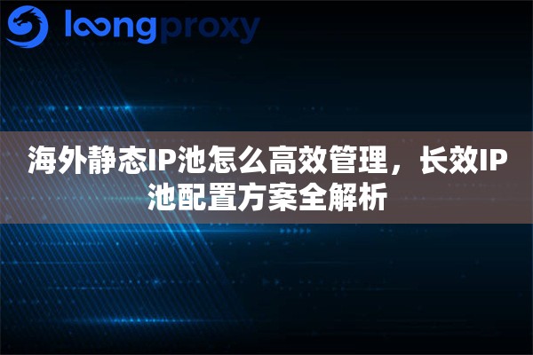 海外静态IP池怎么高效管理，长效IP池配置方案全解析