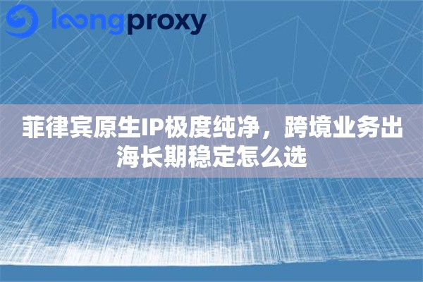 菲律宾原生IP极度纯净，跨境业务出海长期稳定怎么选
