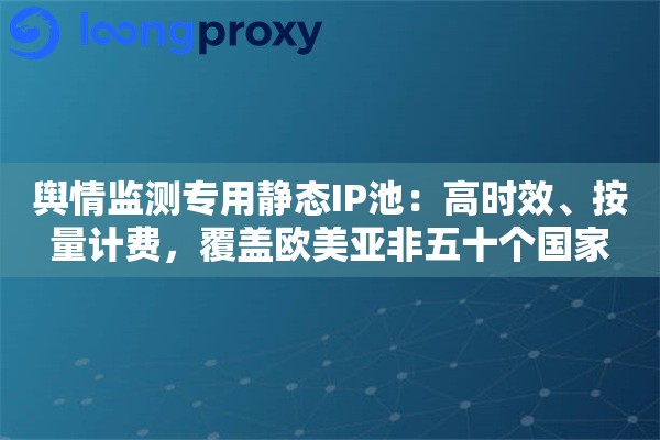 舆情监测专用静态IP池：高时效、按量计费，覆盖欧美亚非五十个国家