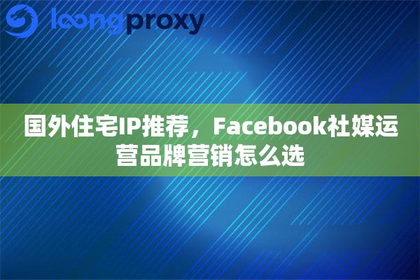 国外住宅IP推荐，Facebook社媒运营品牌营销怎么选