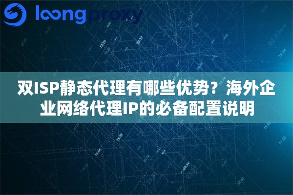 双ISP静态代理有哪些优势？海外企业网络代理IP的必备配置说明