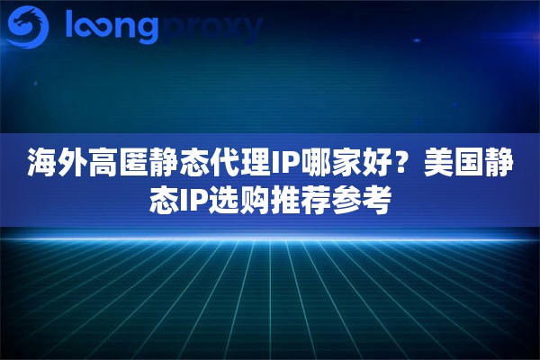 海外高匿静态代理IP哪家好？美国静态IP选购推荐参考