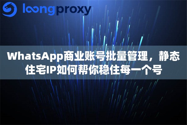 WhatsApp商业账号批量管理，静态住宅IP如何帮你稳住每一个号