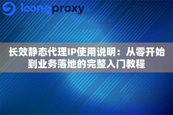 长效静态代理IP使用说明：从零开始到业务落地的完整入门教程