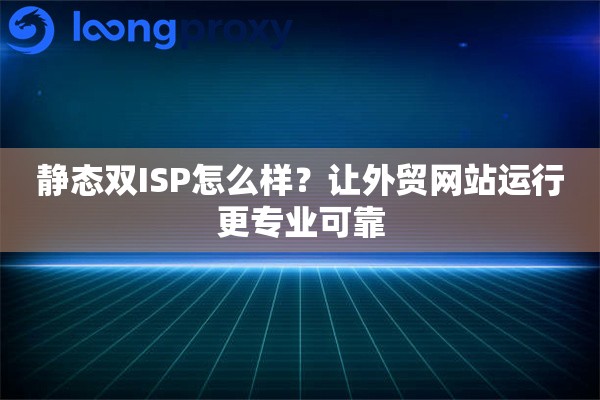 静态双ISP怎么样？让外贸网站运行更专业可靠