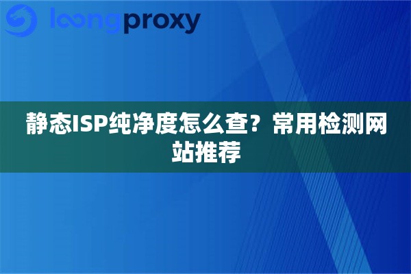 静态ISP纯净度怎么查？常用检测网站推荐