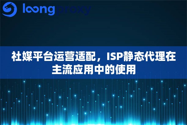 社媒平台运营适配，ISP静态代理在主流应用中的使用