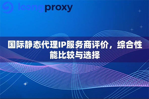 国际静态代理IP服务商评价，综合性能比较与选择