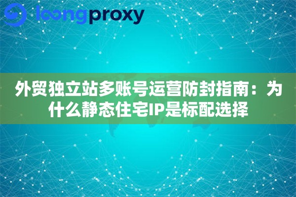 外贸独立站多账号运营防封指南：为什么静态住宅IP是标配选择