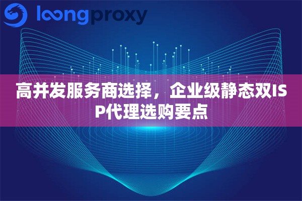 高并发服务商选择，企业级静态双ISP代理选购要点