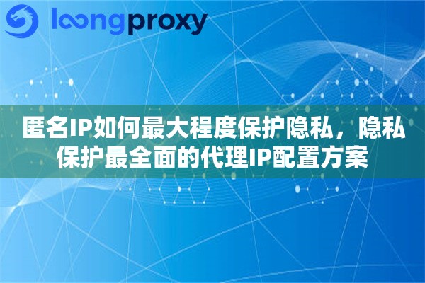 匿名IP如何最大程度保护隐私，隐私保护最全面的代理IP配置方案