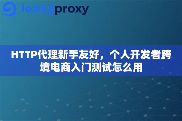 HTTP代理新手友好，个人开发者跨境电商入门测试怎么用