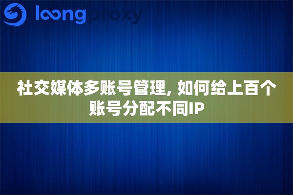 社交媒体多账号管理, 如何给上百个账号分配不同IP 社交媒体多账号管理, 如何给上百个账号分配不同IP
