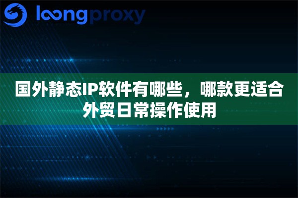 国外静态IP软件有哪些，哪款更适合外贸日常操作使用