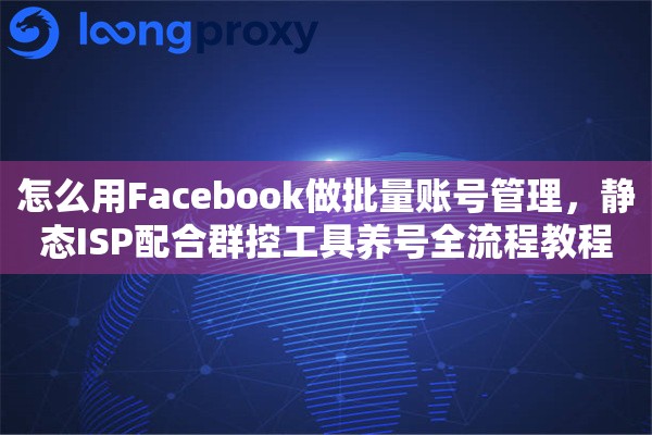 怎么用Facebook做批量账号管理，静态ISP配合群控工具全流程教程